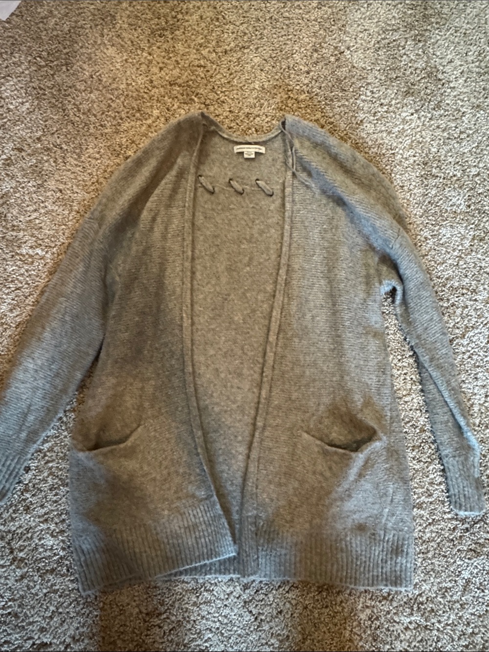 American Eagle Outfitters Heather Gray Open-Front Cardigan